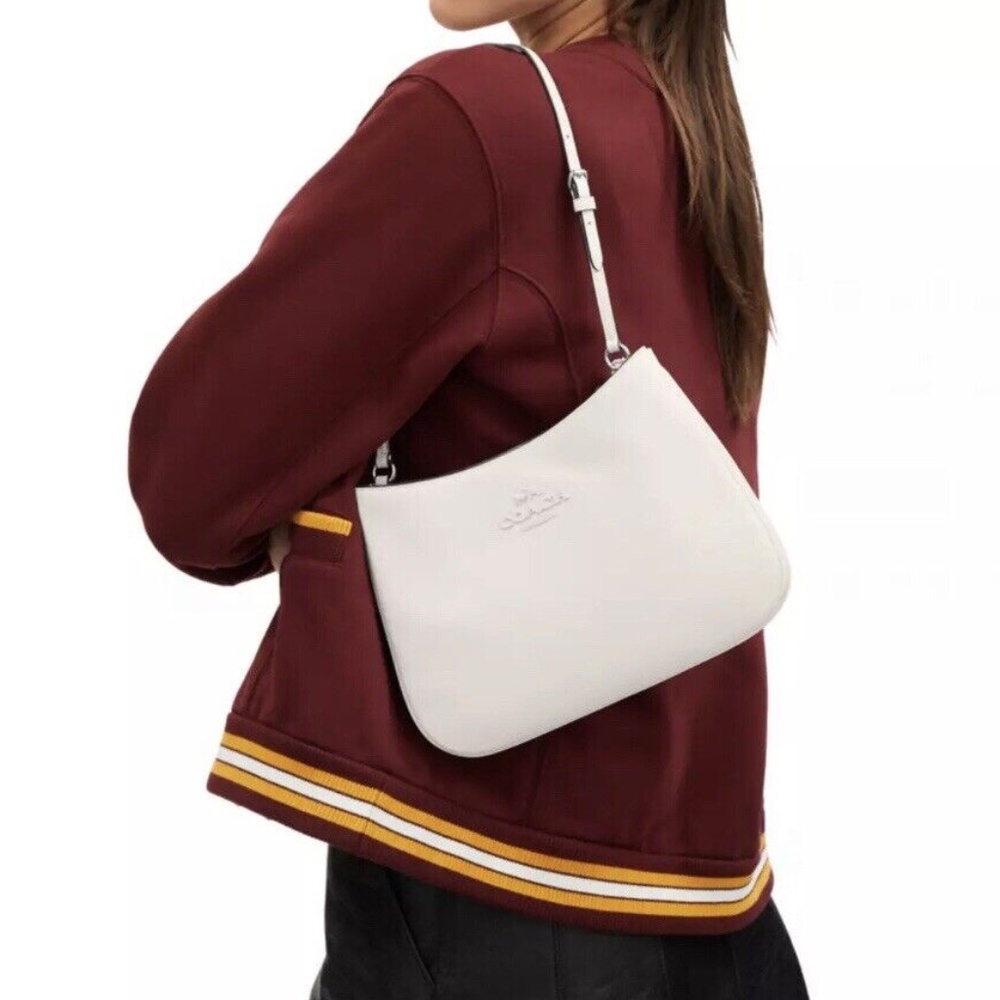 Coach Chalk White CP101 Penelope Smooth Leather Shoulder Bag Purse Bag Charm NWT